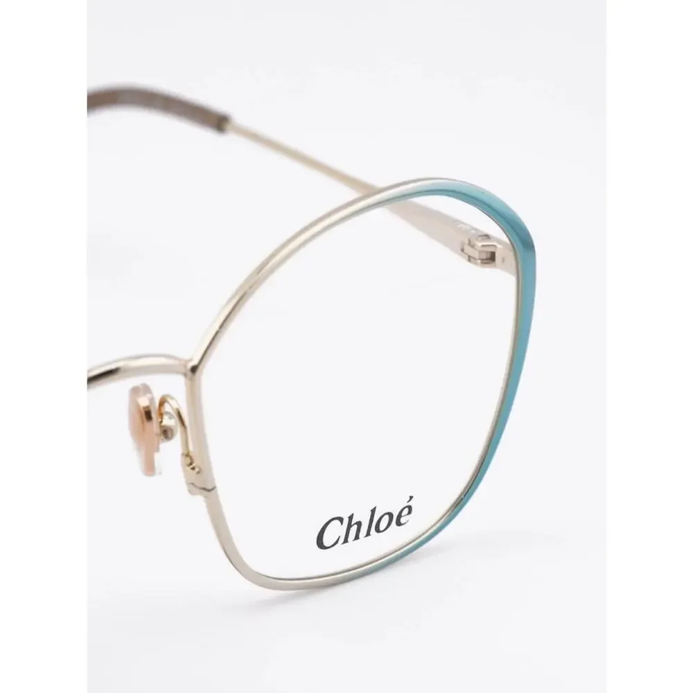 NEW!!! CHLOE Teal Rim Gold Metal Butterfly Optical Glasses CH0017O 005 Authentic
